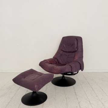 Leder Sessel mit Ottoman